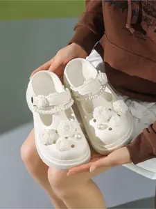 New Summer Women's Fashion Slip-on Clogs/sandals, Open-toe Design, Height-increasing, EVA Non-slip, Suitable for All Seasons, Beach Vacations, and Home Wear, Affordable Sandals