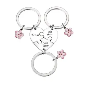 Mother Daughter Keychain for 3, Big Sister Little Sister Keychain, Mom and 2 Daughters Gift, Meaningful Present for Mother's Day Birthday Christmas