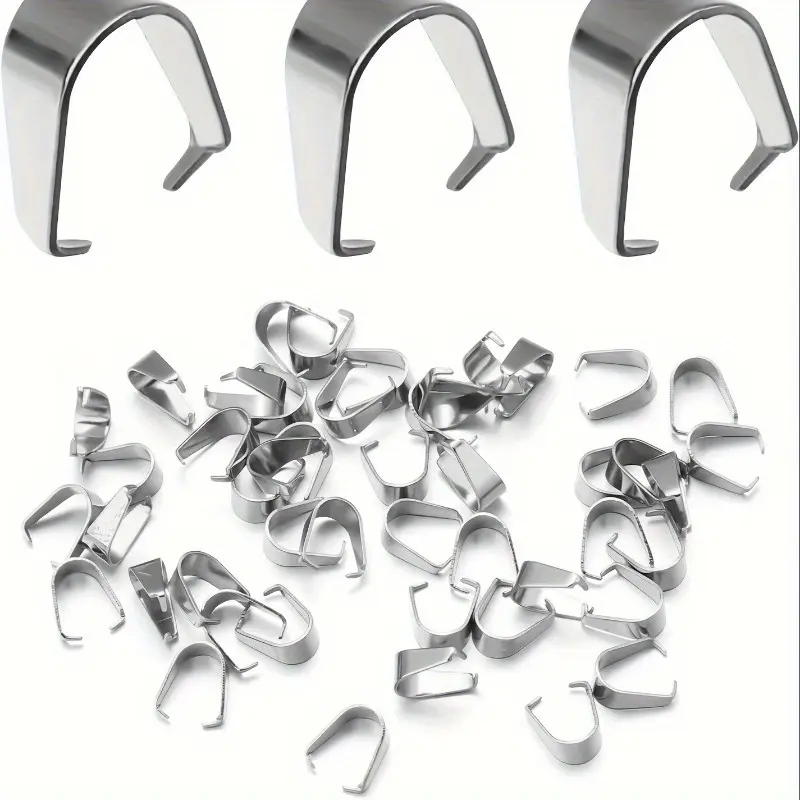 200pcs Stainless Steel Pinch Clip Pendant Clasp Bail Connector for DIY Necklace Jewelry Making Supplies Accessories DIY Beading Accessories