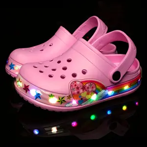 Youngsters' Glow-in-the-Dark Clogs - Cute Cartoon LED Light-Up Sandals for Boys & Girls, Non-Slip Soft Sole, EVA Material, Perfect for Indoor/Outdoor Play, Beach, and Summer Fun