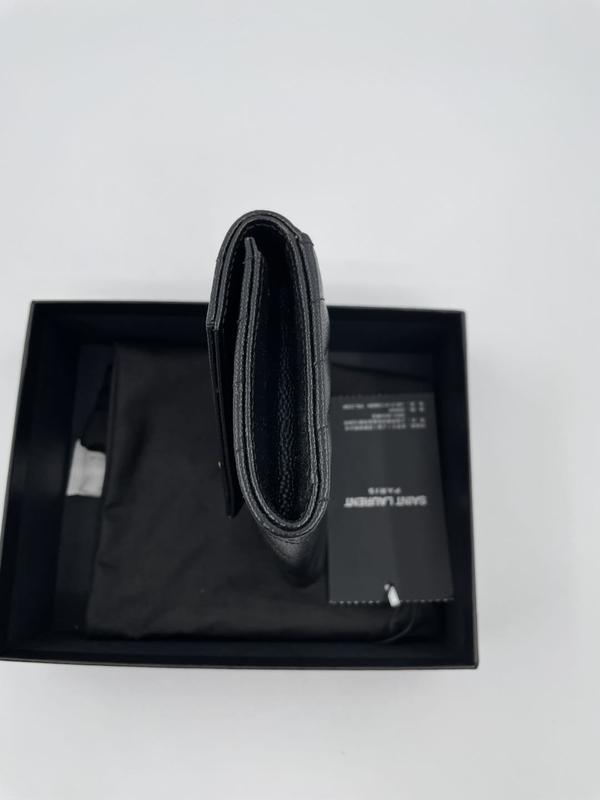 Pre-owned Yves Saint Laurent LEATHER WALLET CAVIAR BLACK GOLD WALLET