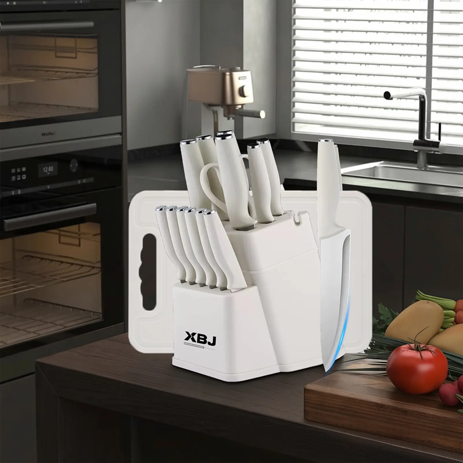 15-piece white knife set