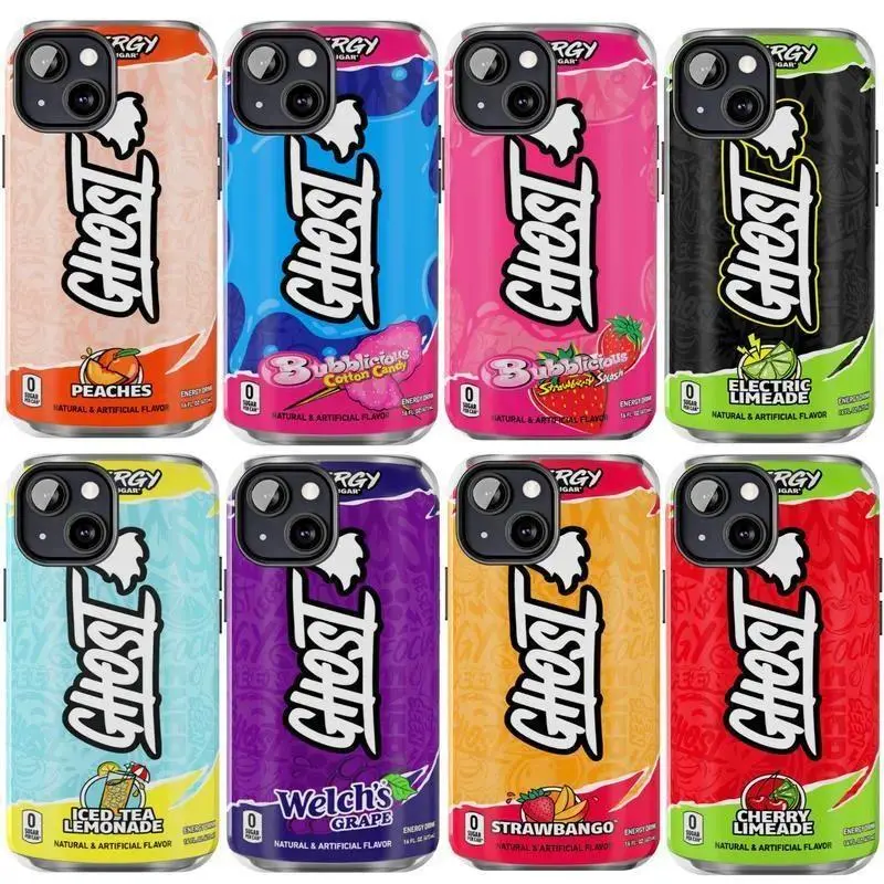 Ghost Energy Drink Phone Case Flavor Bubblicious Candy Iced Tea Lemonade Peaches Grape Electric Limeade Strawbango Cherry Cover Compatible with phone Cases For iPhone 17 16 15 14 13 12 Promax Pro Plus