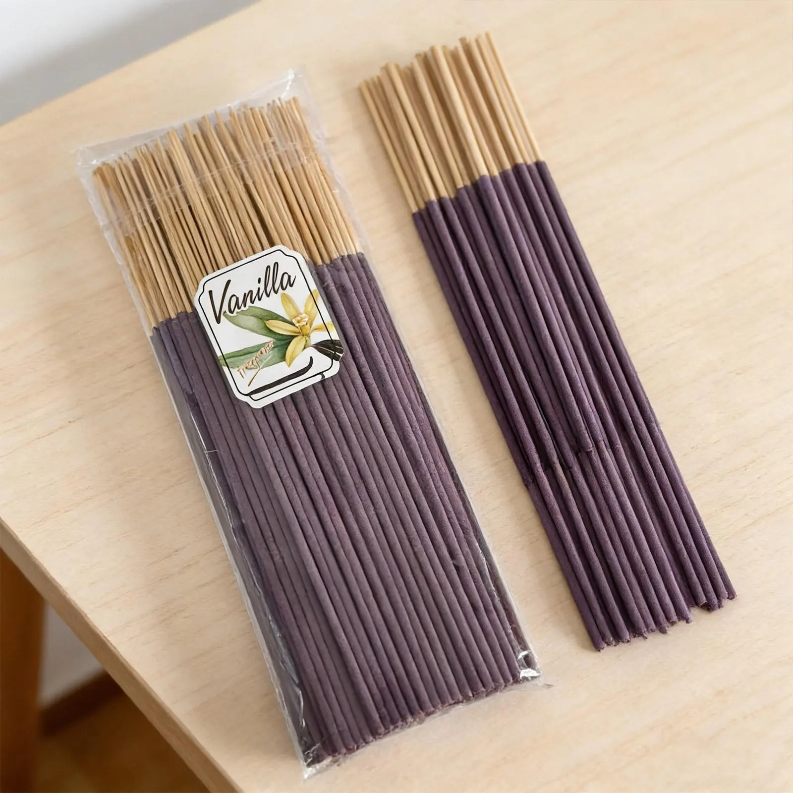 Aromatic Incense Sticks, Soft Vanilla Scent, 22cm Long, Natural Bamboo Base, Bedroom Sleep Relief Home Fragrance, Multi-Size Packs