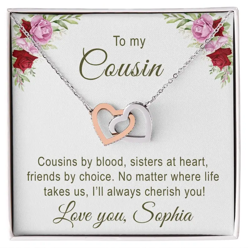 To My Cousin Heart Necklace With Message Card Emotional Gift For Birthday Soul Sister Memorable Gifts Women Girl Necklace