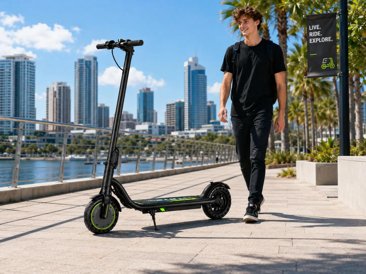 SummerWins Foldable Electric Scooter for Adults - 350W Brushless Motor, 19MPH Max Speed, 15 mi Range, 15% Hill Climbing, Smart LED Display, Bluetooth APP Control, Portable Commuter E-Scooter for Teens
