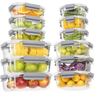 24 Pieces Glass Food Storage Containers with Lids,Glass Meal Prep Containers Set with Locking Lid,Airtight Glass Lunch Container for Kitchen,BPA Free(12 Lids & 12 Containers)