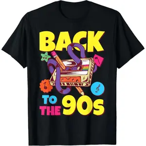 100% Cotton 90s Party Outfit Women, 90's Costume Men |   Back To The 90s T-Shirt