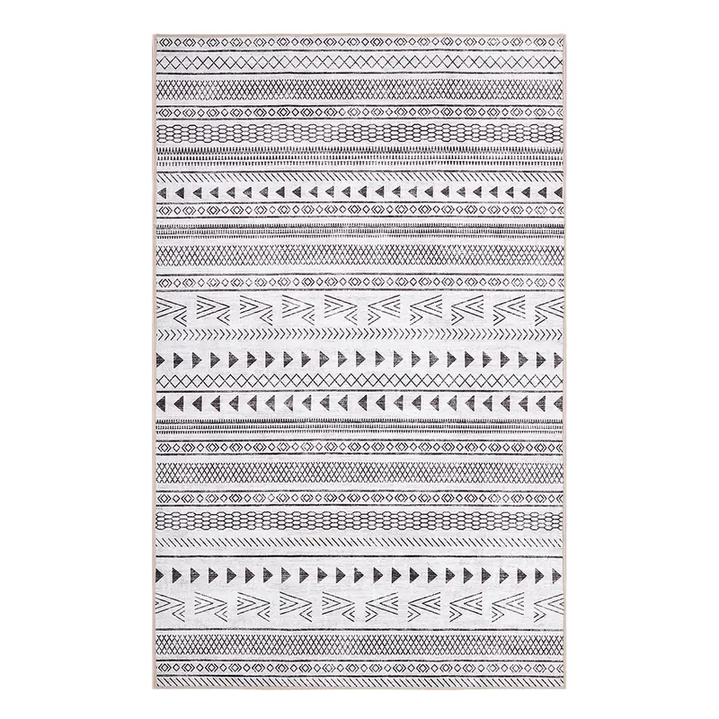 Sweetcrispy Flat Weave Decorative Motif Indoor Area Rug - Rustic Charm, Vintage Vibes, Distressed Look, Non-Shedding, Easy-Care Machine Washable, Ultra-Thin, Versatile, Fits Under Furniture, Protects Your Floors, Ideal for High-Traffic Areas, Bedroom Use
