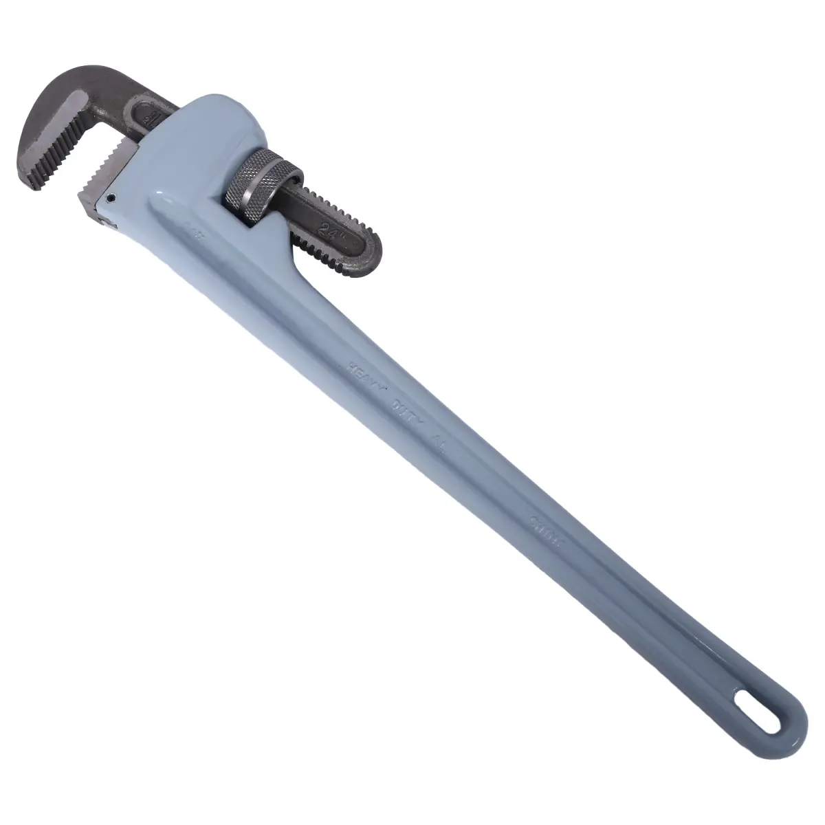 Adjustable Light Gray Aluminum Alloy Straight Pipe Wrench, 24x4.4x1.7in, 4.7lbs Lightweight Heavy-Duty, 3 3/8in Opening, Hangable Portable Hand Tool for Home Repair Hack, Water Pipe Installation, Adjustable Wrench