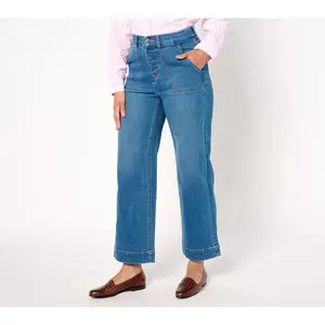 Denim & Co. Regular Indigo Easy Stretch Wide Leg Ankle Jean