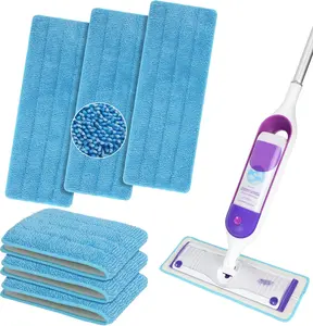 18" Professional Microfiber Mop Floor Cleaning System, Flat Mop, 6 Reusable Washable Mop Pads Only, Wet and Dust, Mopping Mop Handle Not Included