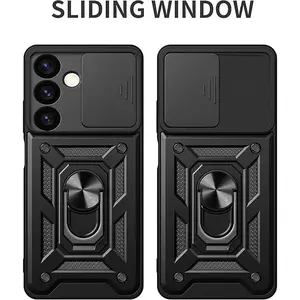 Compatible with Samsung Galaxy S26/S25/S24/S23 FE/S22/S21/S20 Ultra Plus Case, Samsung A36/A35 5G/A16/A15/A14 4G/5G Case with Camera Cover & Kickstand Military Grade Drop-Resistant Shockproof with Magnetic Car Mount Holder Case