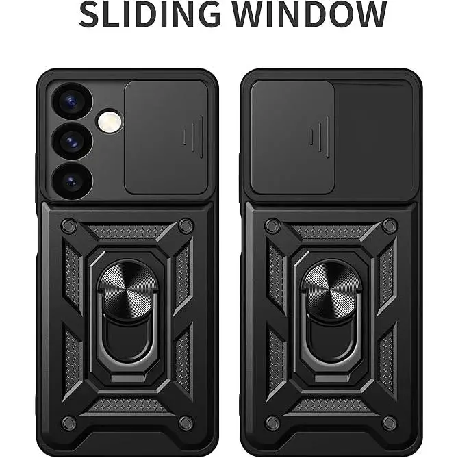 Compatible with Samsung Galaxy S26/S25/S24/S23 FE/S22/S21/S20 Ultra Plus Case, Samsung A36/A35 5G/A16/A15/A14 4G/5G Case with Camera Cover & Kickstand Military Grade Drop-Resistant Shockproof with Magnetic Car Mount Holder Case