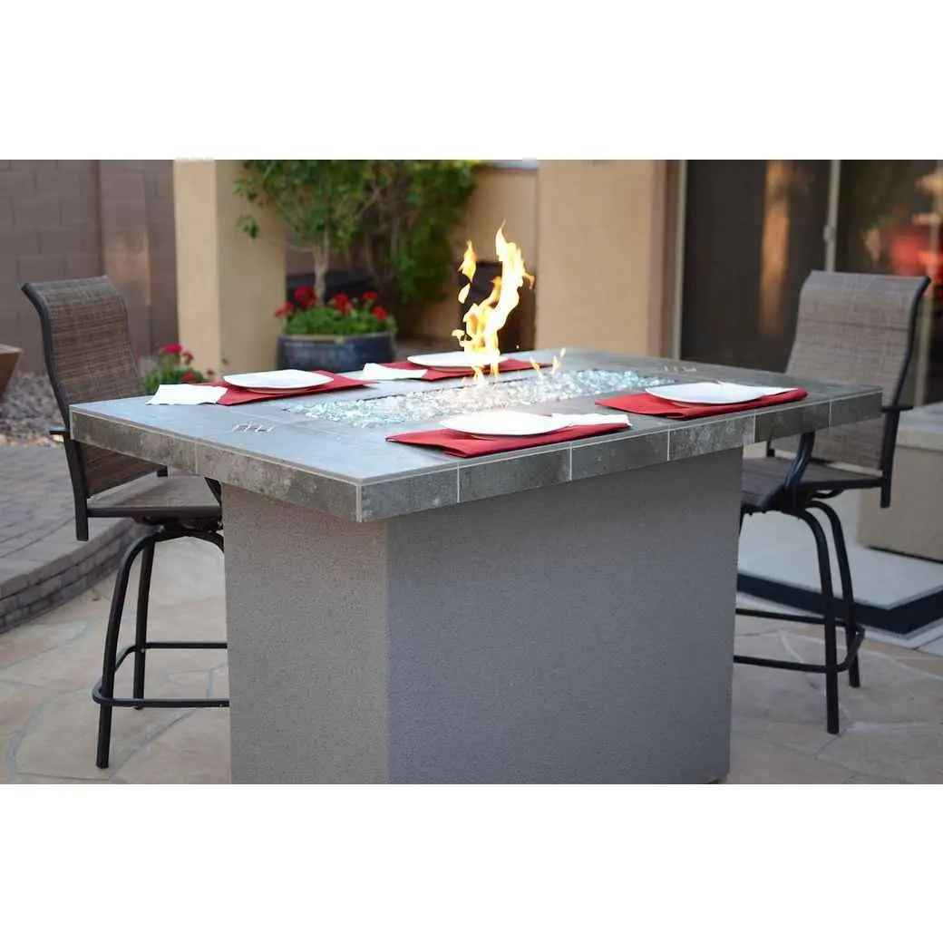 6-ft Modern Rectangle Outdoor Fire Pit Table - Rich Textures, Easy Maintenance, Included Fire Glass Set, LP/Natural Gas Compatible, Safety Features, Versatile Usage, Assembly Required, Enhances Outdoor Gatherings, Customer Satisfaction Support