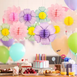 Giant Paper  for Wall Decoration 18 count, Large  Honeycomb Tissue Paper Flower Pastel Rainbow Party Decorations  Flower Decor for Birthday Wedding Backdrop Bridal Shower Classroom