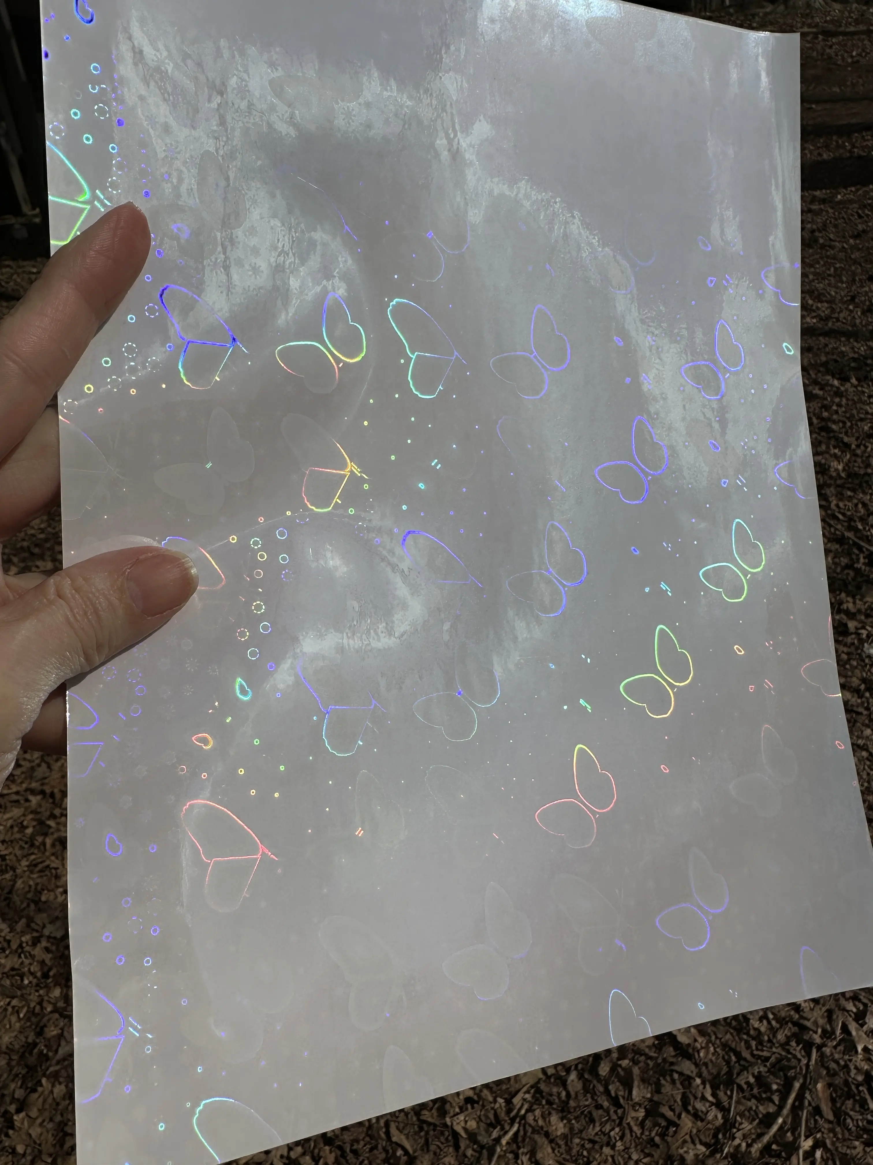 Holographic Butterflies Clear Gloss Laminate