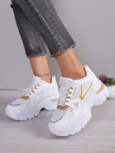 Women's Spring Breathable Versatile Thick Sole Sneakers, Trendy Casual Sport Shoes, Mesh Height Increasing Platform Dad Shoes