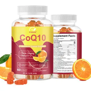RTMGOB Sugar-Free CoQ10 Gummies with Rhodiola, Ginseng & Methyl B12 - Orange Flavor Antioxidant Dietary Supplement