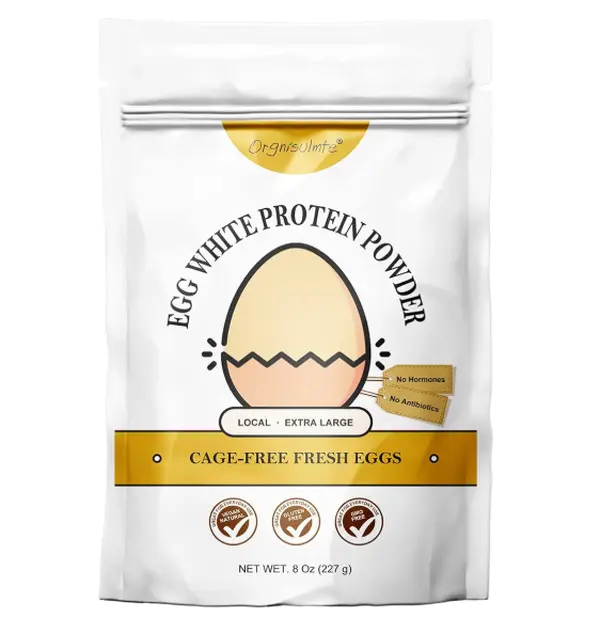 Orgnisulmte Egg White Protein Powder 8 Oz, Pasteurized Dried Egg Whites Protein, Gluten-Free, Non-GMO, Unflavored, Free Range High Whip for Baking, Desserts 227g