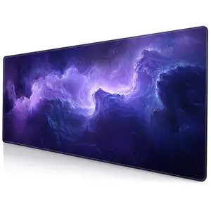 Purple Galaxy Star Sea Pattern Mouse Pad, 1 Count Large Gaming Mouse Pad, Anti Slip Rubber Base and Stitched Edge Desk Pad for Office and Gaming