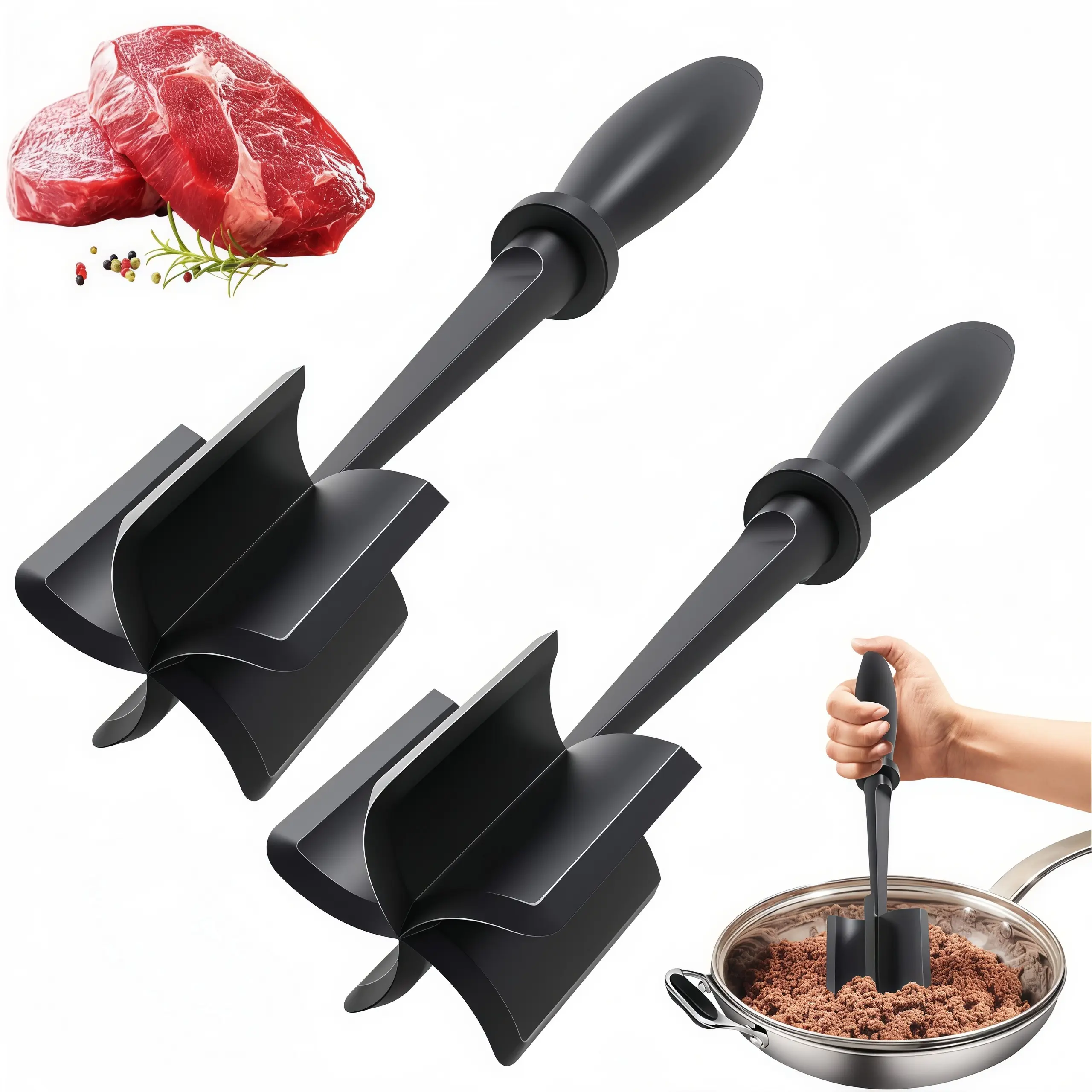 LMMAKE Professional Meat Chopper & Hamburger Patty Maker Heat Resistant Multifunctional Tool for Efficient Ground Meat Preparation & Potato Mashing Safe for Non Stick Cookware Surfaces Ideal for Home Kitchens Meal Prep & Burger Making
