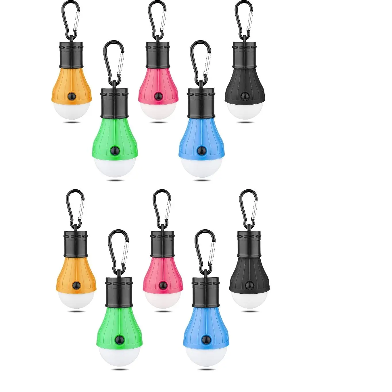 10pcs ABS Bulb-Shape LED Camping Tent Lantern Bulbs - Compact, Portable, Waterproof Cover, Battery-Powered Emergency Lights with Creative Hook Design, Pure White for Outdoor Camping, Hiking (Home Hanging Decor)