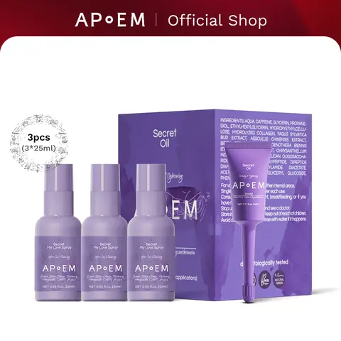 APoEM Secret Harmony Intimate Care Bundle - Gentle Aromatherapy Feminine Kit with Restore-Focused Liquid Oil (7x5ml, Evening Primrose), Soothing Antibacterial Spray (3x25ml), Stress Relief, Gluten-Free, Lavender Scent, 100% Mucosal, Single Item