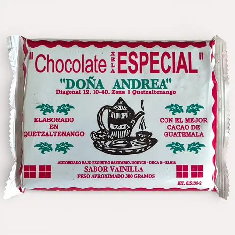 Doña Andrea Chocolate Especial Sabor Vainilla 300g Special Chocolate with Vanilla Flavor from Guatemala