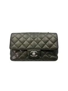 Pre-owned CHANEL leather Crossbody Bags Classic Flap Dark Green Quilted Calfskin Shoulder Bag(24***90) CC1728
