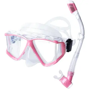 Snorkel Set Pano 4 Adult Snorkeling Gear, Professional Anti-Fog Snorkel Mask Dry Top Snorkel, Tempered Glass Scuba Diving Mask for Freediving, Snorkeling and Swimming