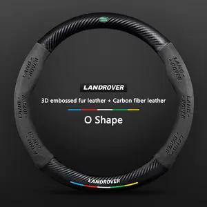 Car Carbon Fiber Texture Steering Wheel Cover Fits For Land Rover Range Rover Sport Evoque Velar Discovery Defender Freelander Auto Interior Accessories