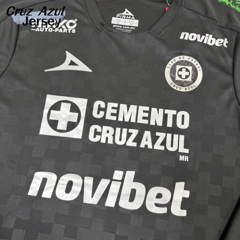 2526 Mexico League  Cruz Azul Away Black Long Sleeve Top Soccer Jerseys LIGAMX Fan Edition