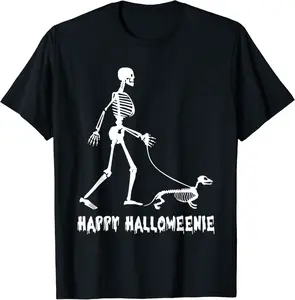 Happy Halloweenie Skeleton Walking Dachshund Dog Halloween T-Shirt - Nataliesa Shop 40B0CHY4JP8R