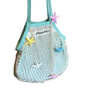 Seashell Beach Mesh Shoulder Bag for Girls Traveling to the Beach