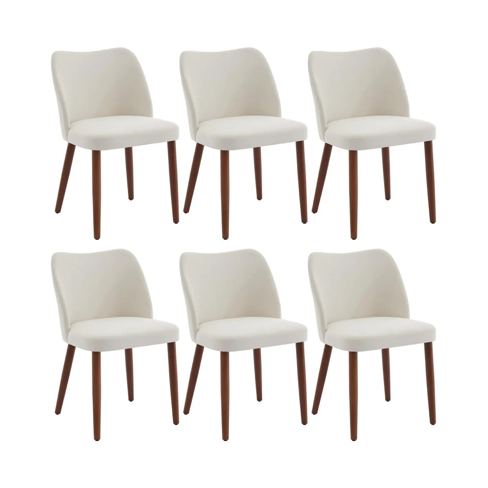 Gaomon 6-Piece Modern Wingback Dining Chairs Set - Cream White Linen Fabric, Curved Wingback High Back, Thick Cushions, Sturdy Wood Legs, Tool-Free Setup, Minimalist Decor, 300lbs Capacity - for Kitchen, Dining Room (3 Boxes), Wingback Chair