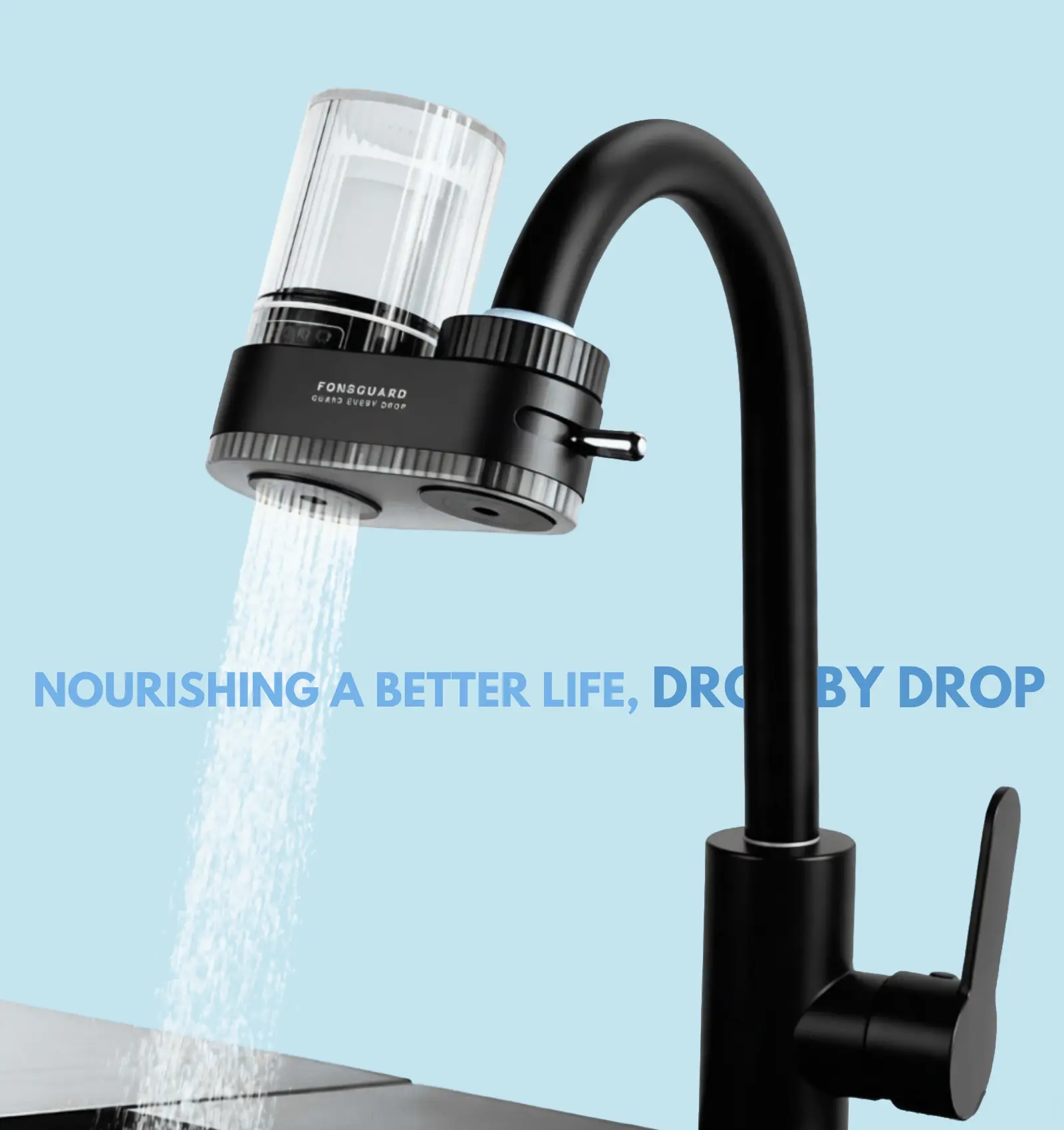 FonsGuard Water Faucet Filter, for Kitchen Sink and Bathroom Sink, for Tap Water, NSF Certified, High Efficiency Removes 99% Chlorine & Odor, Easy Installation (1 Filter System with 1 Filter)