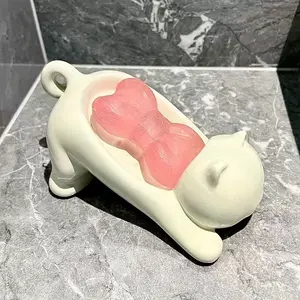 Cute Cartoon Cat Design Soap Dish, Soap Tray, Soap Bar Holder, Soap Bar Drain Rack, Bathroom Supplies, Bathroom Accessory, Home Supplies