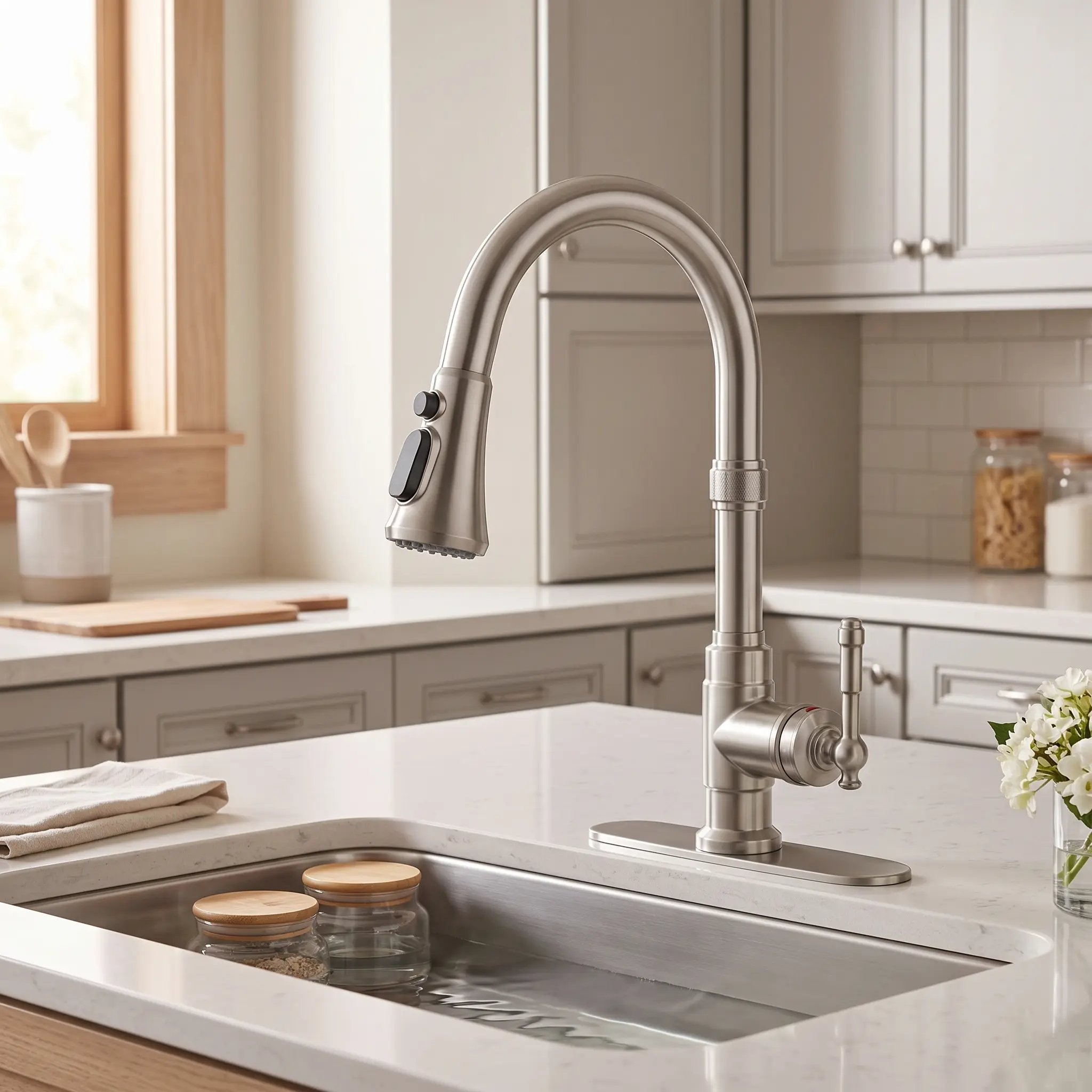 Forious Classic Metal Kitchen Sink Faucet - Vintage High-Arc Single-Handle Stainless Steel Pull-Out Tap, Oil Rubbed Brown Antique Finish, 1 or 3 Hole Fit, Water-Saving for Farmhouse Camper Bar