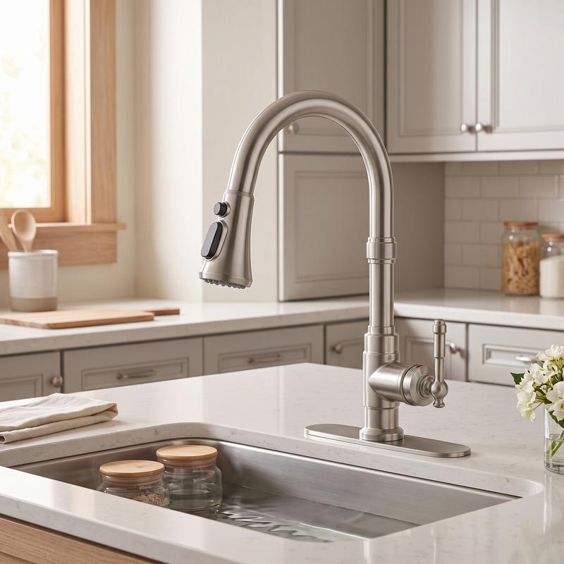 Forious Bronze Kitchen Faucet - Vintage High-Arc Single-Lever Pull-Out Tap with 360° Head Rotation, 12" Retractable Hose, Oil Rubbed Bronze Finish, 1 or 3-Hole Fit, 3 Adjustable Flow Modes, Water-Saving, DIY Install Guide for French Country Sink