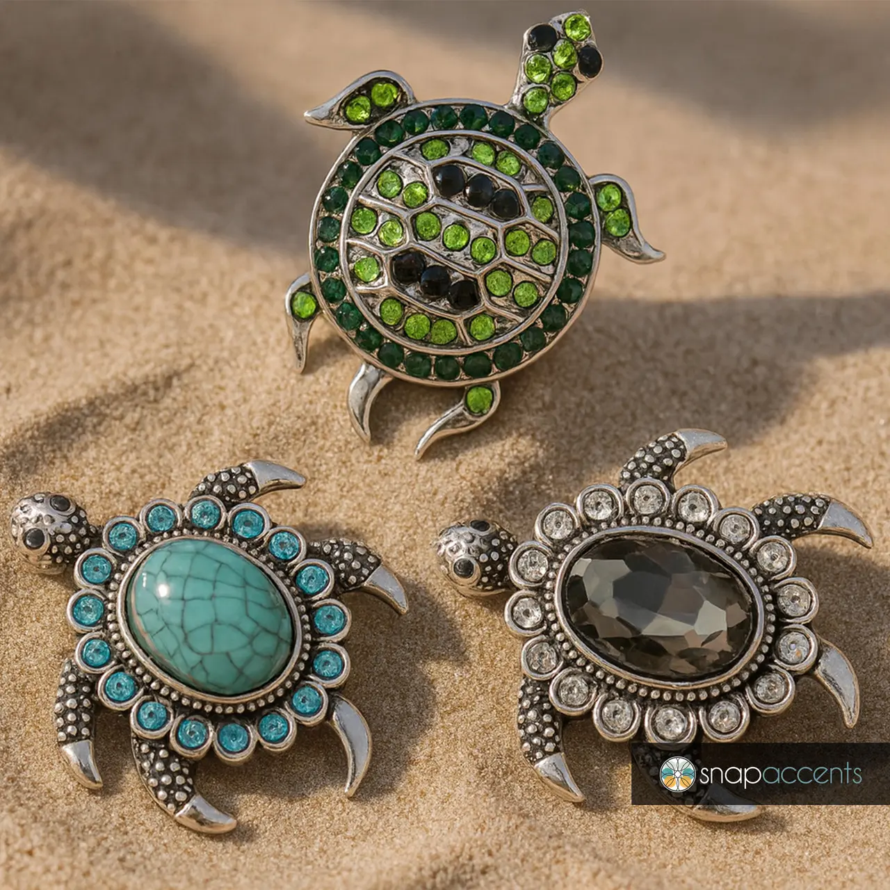 Sea Turtle Snap Jewelry Ginger Charm, 18MM Tortoise Vintage Animal Turtle Button, Fits Women's Custom Bracelets, Necklaces, Keychains, Rings