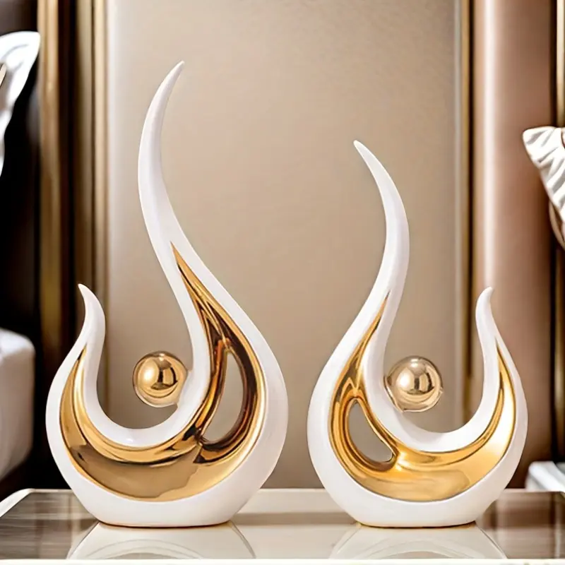 Ceramic Home Decoration Ornaments Decorative Bottle Set Set of 2 Luxury Decoration Ornaments Set Abstract Decorative Bottle Living Room Coffee Table Home Decorations Dining Table Decorations Office Centerpieces  Oval Hand  jar