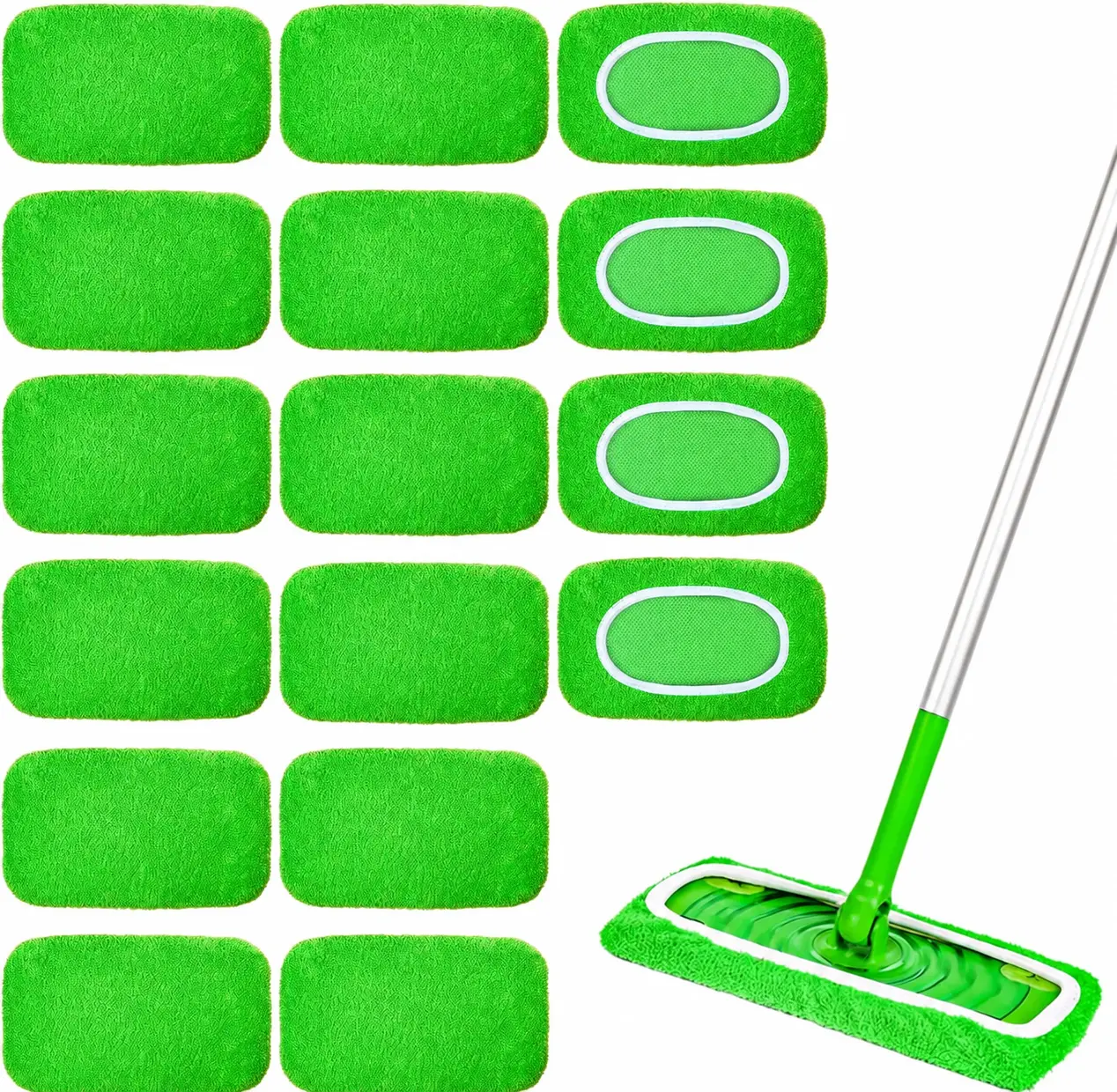 18-Pack Reusable Mop Pads Compatible with Swiffer Sweeper Mop - 100% Coral Fleece Washable Refills - Microfiber Dry & Wet Sweeping Cloths for Multi-Surface/Hardwood Floor Cleaning