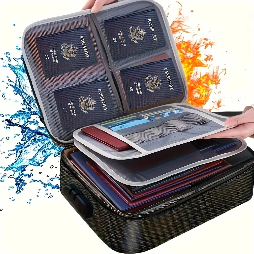 Lockable Document Bag, Durable Polyester Compact Travel Laptop Bag, 3-Layer Zipper Pouch for Files and Travel Organization Needs (Home Organizer Storage Pouch), Laptop Bags