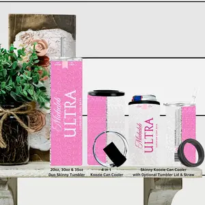 Light Pink Michelob Skinny or 4 in 1 Koozie or 20oz, 30oz or 35oz Duo Skinny Tumbler