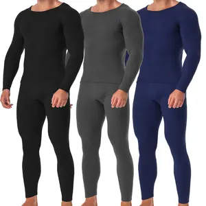 1/2/3 Pack Menswear Long Johns Thermal Underwear Fleece Lined Base Layer Tops&Pants  Winter Warm Soft Stretch Sets Spandex Plain Smooth Classic Stretchy Outfit