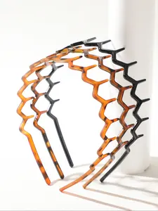 3pcs Women's Hairbands with Teeth Anti-Slip Wave Vintage Simple Restraint Headband Suitable for Face Washing Skincare Fashion Accessory Headbands Women