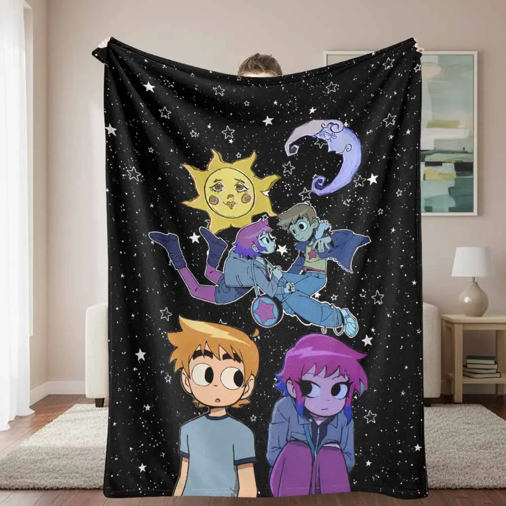 Galaxy Couple Cartoon Fleece Throw Blanket, Starry Sky Sun and Moon Print, Soft Cozy Lightweight Warm Decorative Plush, for Bedroom Use, Ideal Gift (Moon and Star Motif Blankets), Throw Blankets