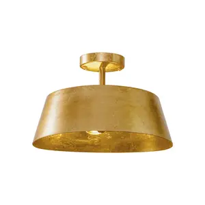 3-Light Golden Semi Flush Mount Lighting for Entrance, Kitchen, Bedroom