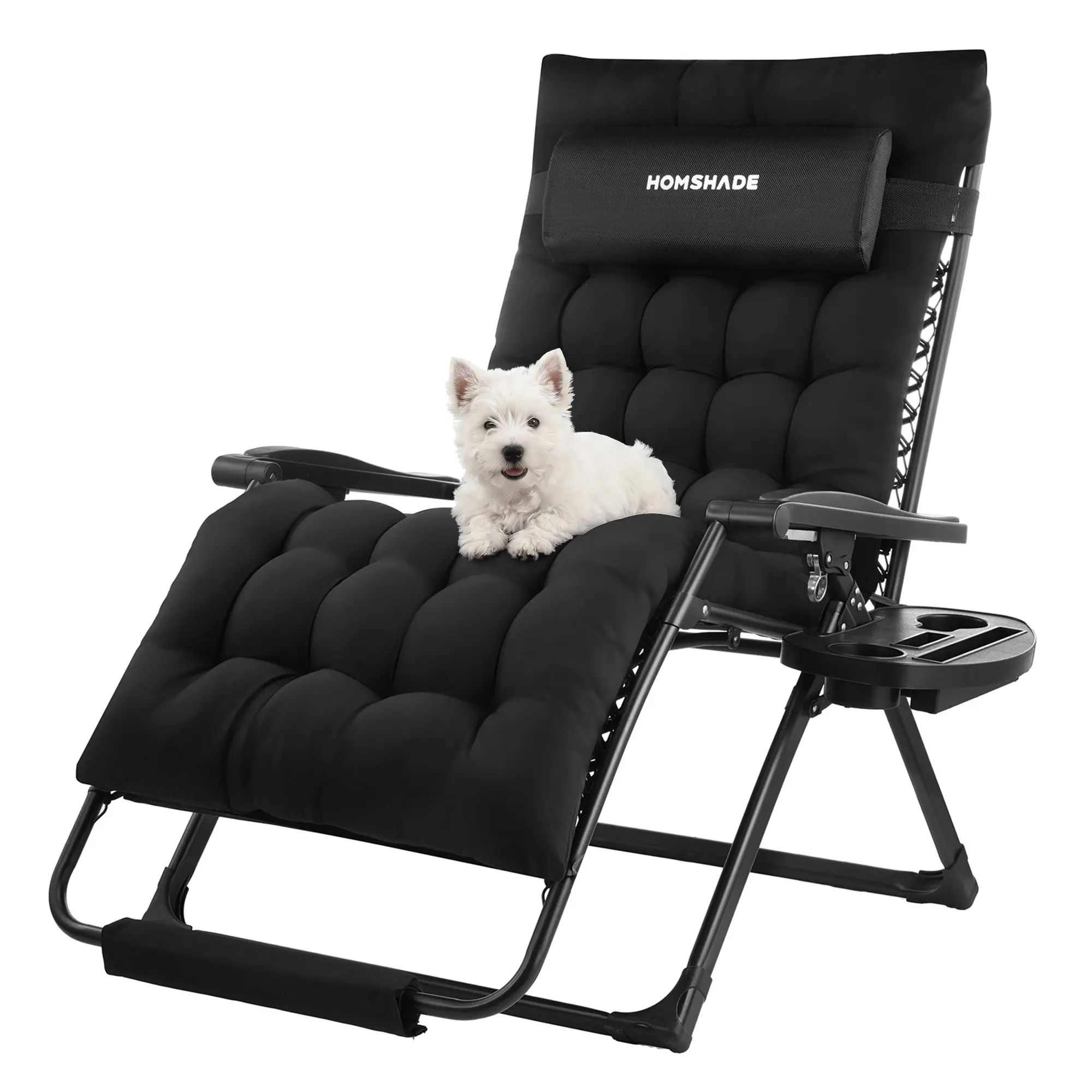【SummerFinds】HOMSHADE Zero Gravity Lounger for Adults, 33In Oversized Mesh Fabric Recliner with Adjustable Height, Cup Holder Trays, Removable Cushion, Folding Outdoor Patio Poolside Chair for Indoor Use